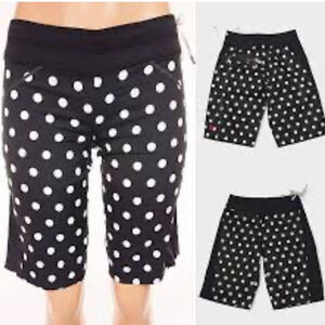 lululemon Black and White Polka Dot Shorts Logo Bermuda Short